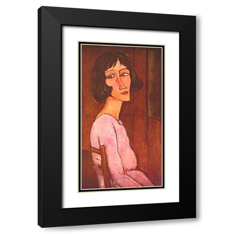 Marguerite Black Modern Wood Framed Art Print with Double Matting by Modigliani, Amedeo