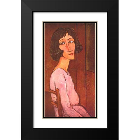 Marguerite Black Modern Wood Framed Art Print with Double Matting by Modigliani, Amedeo