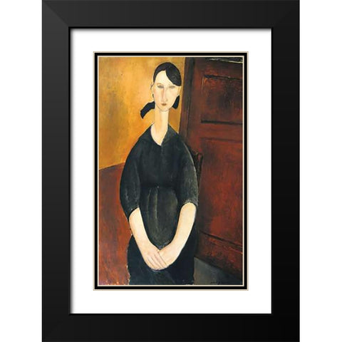 Paulette Jourdain Black Modern Wood Framed Art Print with Double Matting by Modigliani, Amedeo