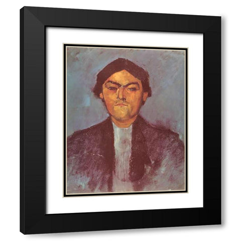 Pedro Black Modern Wood Framed Art Print with Double Matting by Modigliani, Amedeo