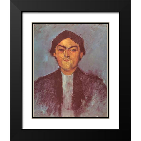 Pedro Black Modern Wood Framed Art Print with Double Matting by Modigliani, Amedeo