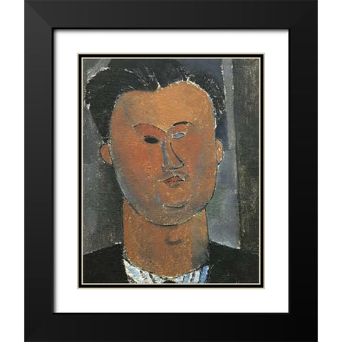 Pierre Reverdy Black Modern Wood Framed Art Print with Double Matting by Modigliani, Amedeo