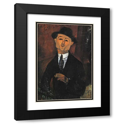 Portrait Of Paul Guillaume Black Modern Wood Framed Art Print with Double Matting by Modigliani, Amedeo