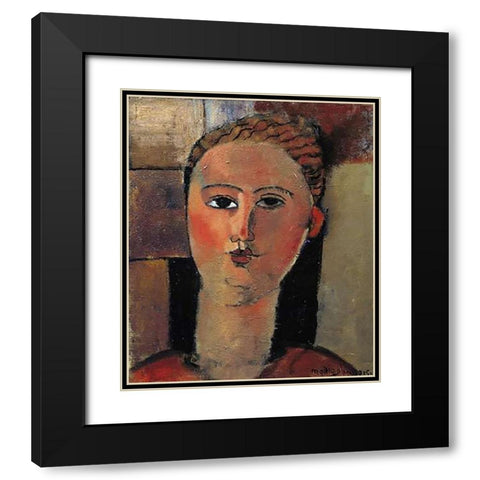 Red Haired Girl Black Modern Wood Framed Art Print with Double Matting by Modigliani, Amedeo