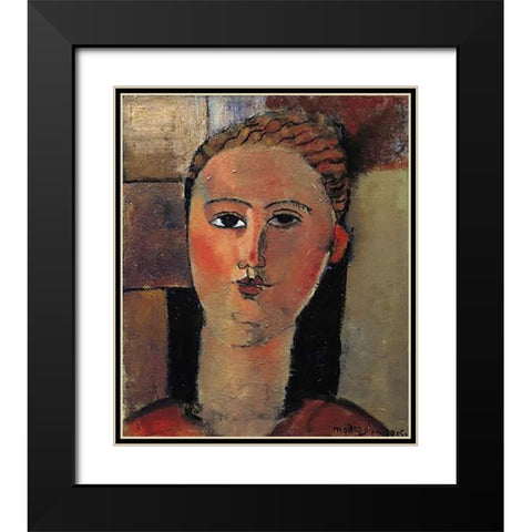Red Haired Girl Black Modern Wood Framed Art Print with Double Matting by Modigliani, Amedeo