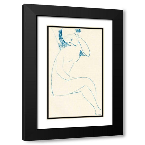 Seated Nude Black Modern Wood Framed Art Print with Double Matting by Modigliani, Amedeo