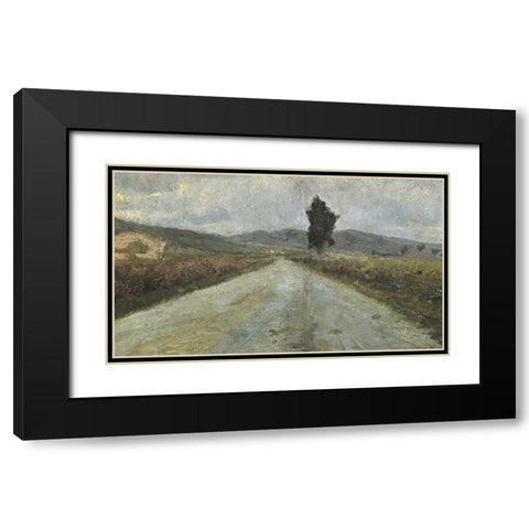 Small Tuscan Road Black Modern Wood Framed Art Print with Double Matting by Modigliani, Amedeo