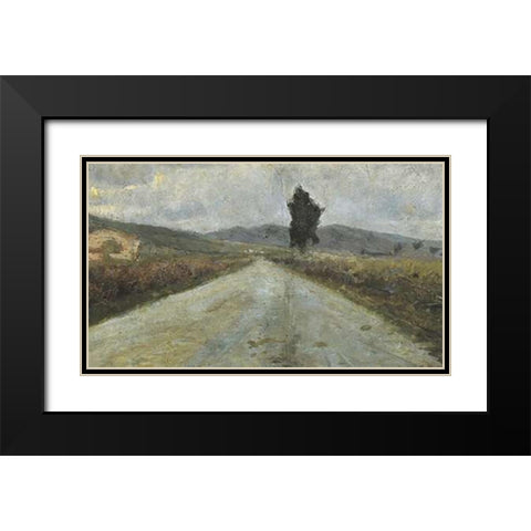 Small Tuscan Road Black Modern Wood Framed Art Print with Double Matting by Modigliani, Amedeo