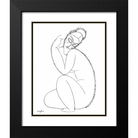 Studio Nude - 2 Black Modern Wood Framed Art Print with Double Matting by Modigliani, Amedeo