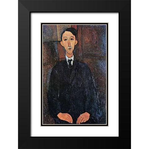 The Painter Black Modern Wood Framed Art Print with Double Matting by Modigliani, Amedeo