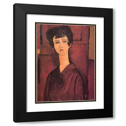 Vistoria Black Modern Wood Framed Art Print with Double Matting by Modigliani, Amedeo