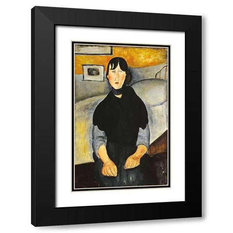 Young Woman Of The People Black Modern Wood Framed Art Print with Double Matting by Modigliani, Amedeo