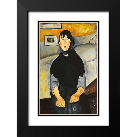 Young Woman Of The People Black Modern Wood Framed Art Print with Double Matting by Modigliani, Amedeo