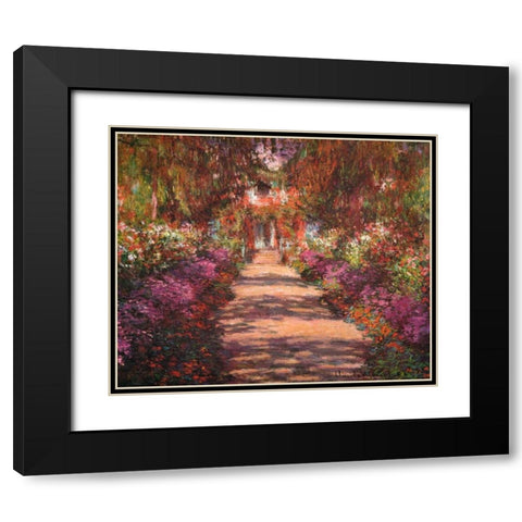 A Lane In Monets Garden Giverny II Black Modern Wood Framed Art Print with Double Matting by Monet, Claude
