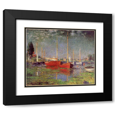 Argenteuil, 1875 Black Modern Wood Framed Art Print with Double Matting by Monet, Claude