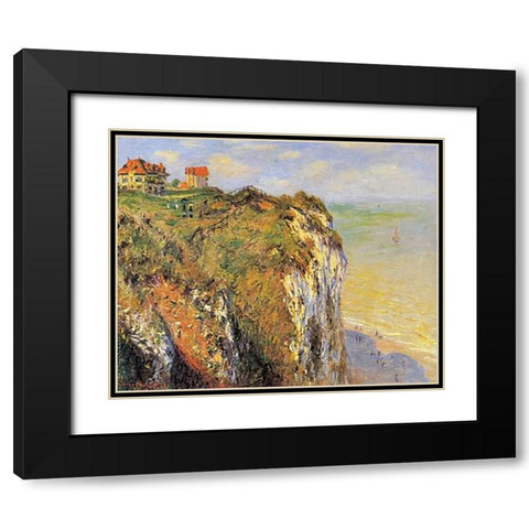 Cilffs At Dieppe 1882 Black Modern Wood Framed Art Print with Double Matting by Monet, Claude