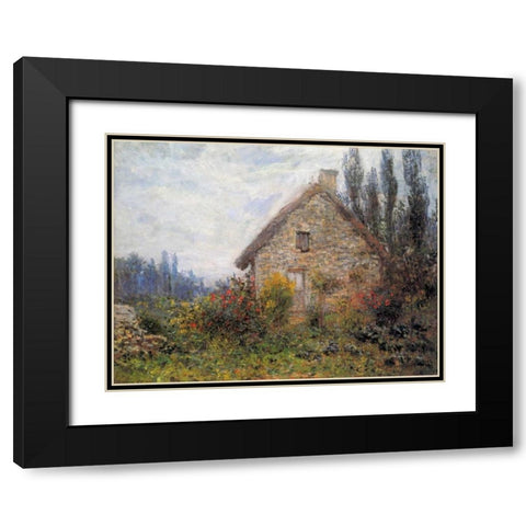 Cottage 1879 Black Modern Wood Framed Art Print with Double Matting by Monet, Claude