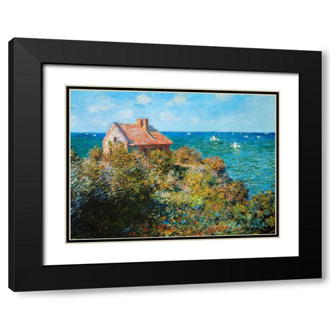 Fishermans Cottage Black Modern Wood Framed Art Print with Double Matting by Monet, Claude