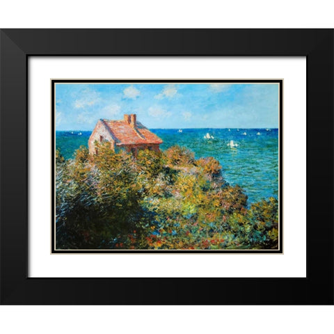 Fishermans Cottage Black Modern Wood Framed Art Print with Double Matting by Monet, Claude