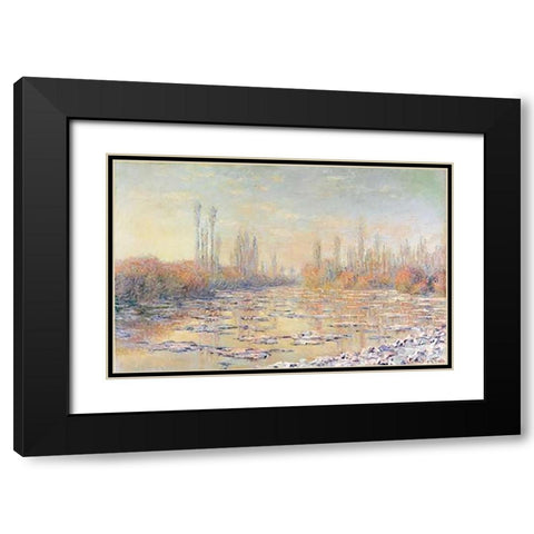 Floating Ice 1880 Black Modern Wood Framed Art Print with Double Matting by Monet, Claude
