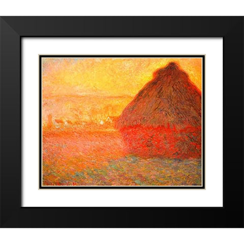 Haystack at Sunset 1891 Black Modern Wood Framed Art Print with Double Matting by Monet, Claude
