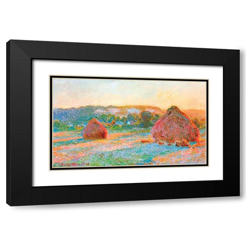 Haystacks End Of Summer Evening 1891 Black Modern Wood Framed Art Print with Double Matting by Monet, Claude