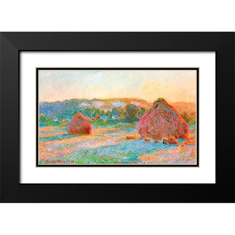 Haystacks End Of Summer Evening 1891 Black Modern Wood Framed Art Print with Double Matting by Monet, Claude