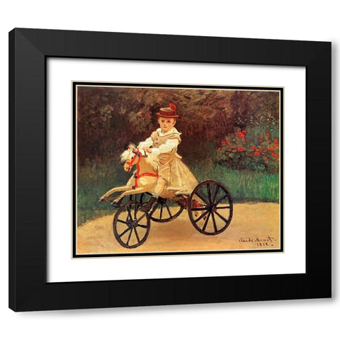 Jean An His Wooden Horse 1872 Black Modern Wood Framed Art Print with Double Matting by Monet, Claude