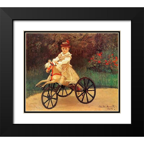 Jean An His Wooden Horse 1872 Black Modern Wood Framed Art Print with Double Matting by Monet, Claude