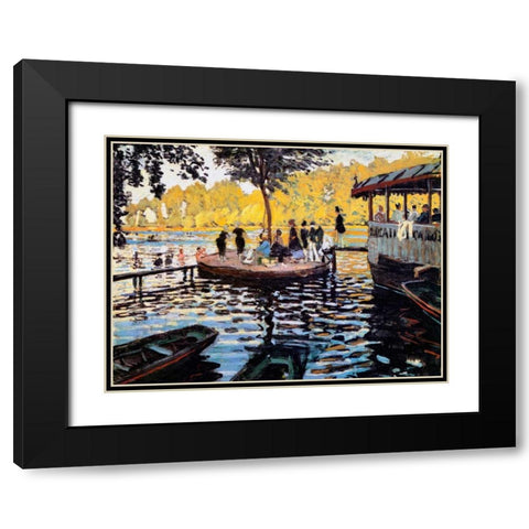 La Grenouillere The Frog Pond 1869 Black Modern Wood Framed Art Print with Double Matting by Monet, Claude