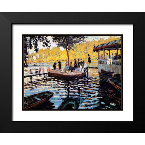 La Grenouillere The Frog Pond 1869 Black Modern Wood Framed Art Print with Double Matting by Monet, Claude