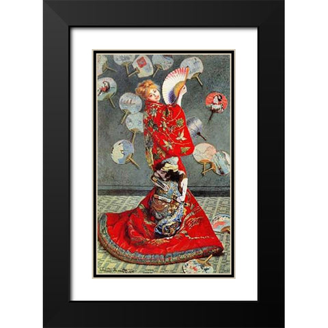 La Japonaise 1876 Black Modern Wood Framed Art Print with Double Matting by Monet, Claude