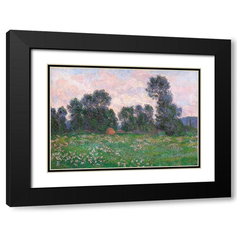 Meadow At Giverny 1890 Black Modern Wood Framed Art Print with Double Matting by Monet, Claude