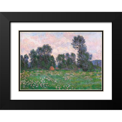 Meadow At Giverny 1890 Black Modern Wood Framed Art Print with Double Matting by Monet, Claude