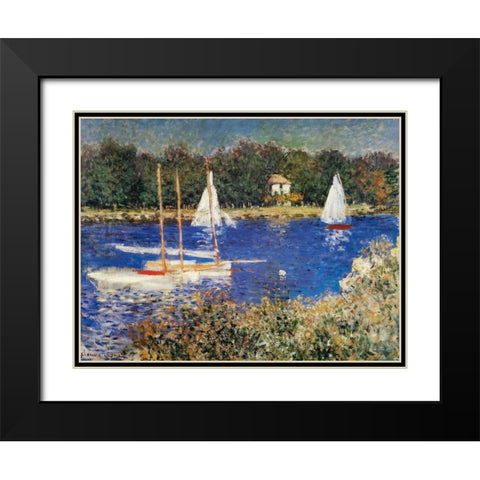 The Bassin At Argenteuil Black Modern Wood Framed Art Print with Double Matting by Monet, Claude