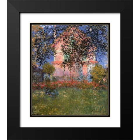 Monets House At Argenteuil 1876 Black Modern Wood Framed Art Print with Double Matting by Monet, Claude