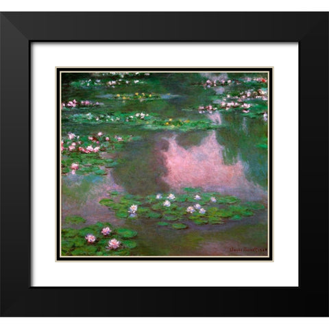 Nympheas 1905 Black Modern Wood Framed Art Print with Double Matting by Monet, Claude