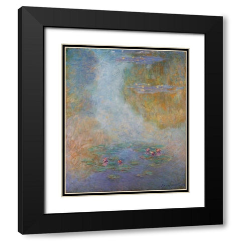 Nympheas 1908 Black Modern Wood Framed Art Print with Double Matting by Monet, Claude