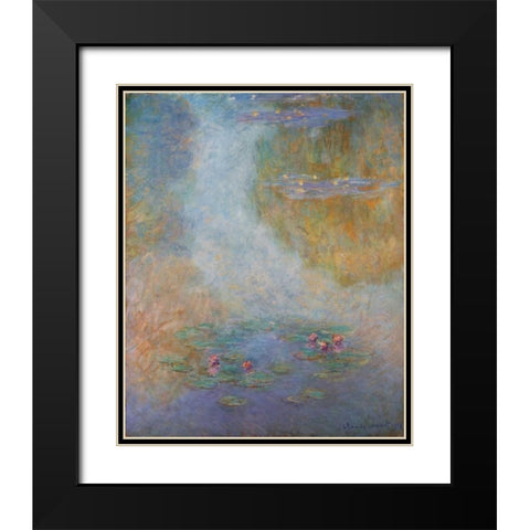 Nympheas 1908 Black Modern Wood Framed Art Print with Double Matting by Monet, Claude