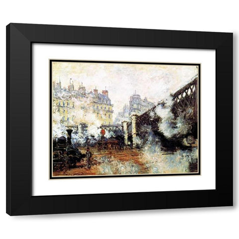Pont De LEurope 1877 Black Modern Wood Framed Art Print with Double Matting by Monet, Claude