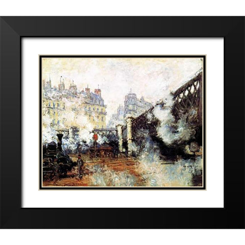 Pont De LEurope 1877 Black Modern Wood Framed Art Print with Double Matting by Monet, Claude