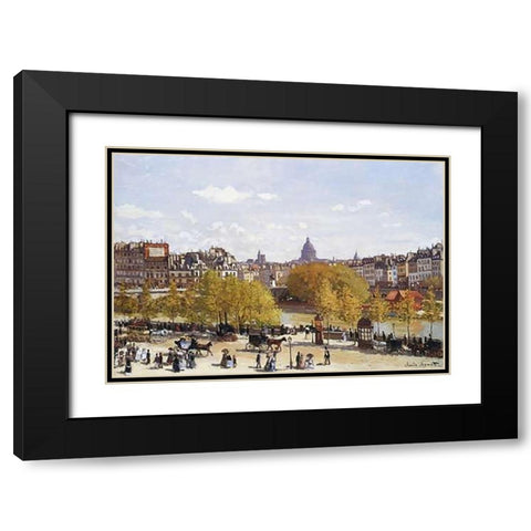 Quai Du Louvre 1867 Black Modern Wood Framed Art Print with Double Matting by Monet, Claude