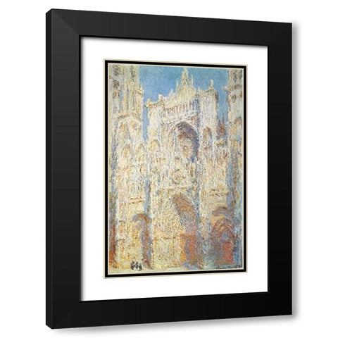 Rouen Cathedral West Facade Sunlight 1894 Black Modern Wood Framed Art Print with Double Matting by Monet, Claude