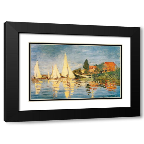 Sailboats At Argenteuil Black Modern Wood Framed Art Print with Double Matting by Monet, Claude
