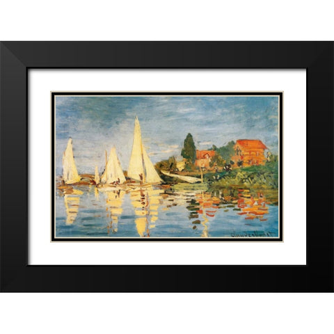 Sailboats At Argenteuil Black Modern Wood Framed Art Print with Double Matting by Monet, Claude