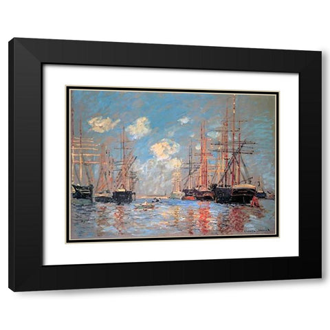 Seascape The Port Of Amsterdam 1874 Black Modern Wood Framed Art Print with Double Matting by Monet, Claude