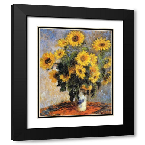 Bouquet of Sunflowers, 1880 Black Modern Wood Framed Art Print with Double Matting by Monet, Claude