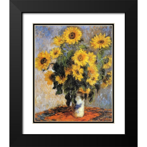 Bouquet of Sunflowers, 1880 Black Modern Wood Framed Art Print with Double Matting by Monet, Claude