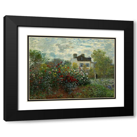 The Artists Garden At Argenteuil Black Modern Wood Framed Art Print with Double Matting by Monet, Claude