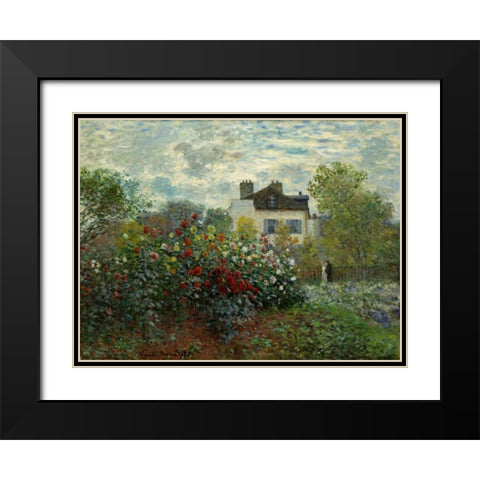 The Artists Garden At Argenteuil Black Modern Wood Framed Art Print with Double Matting by Monet, Claude